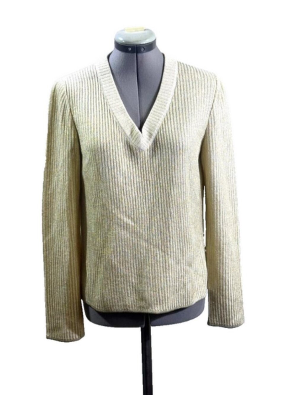 St. John ribbed knit gold-tone threads sweater, S would fit to M